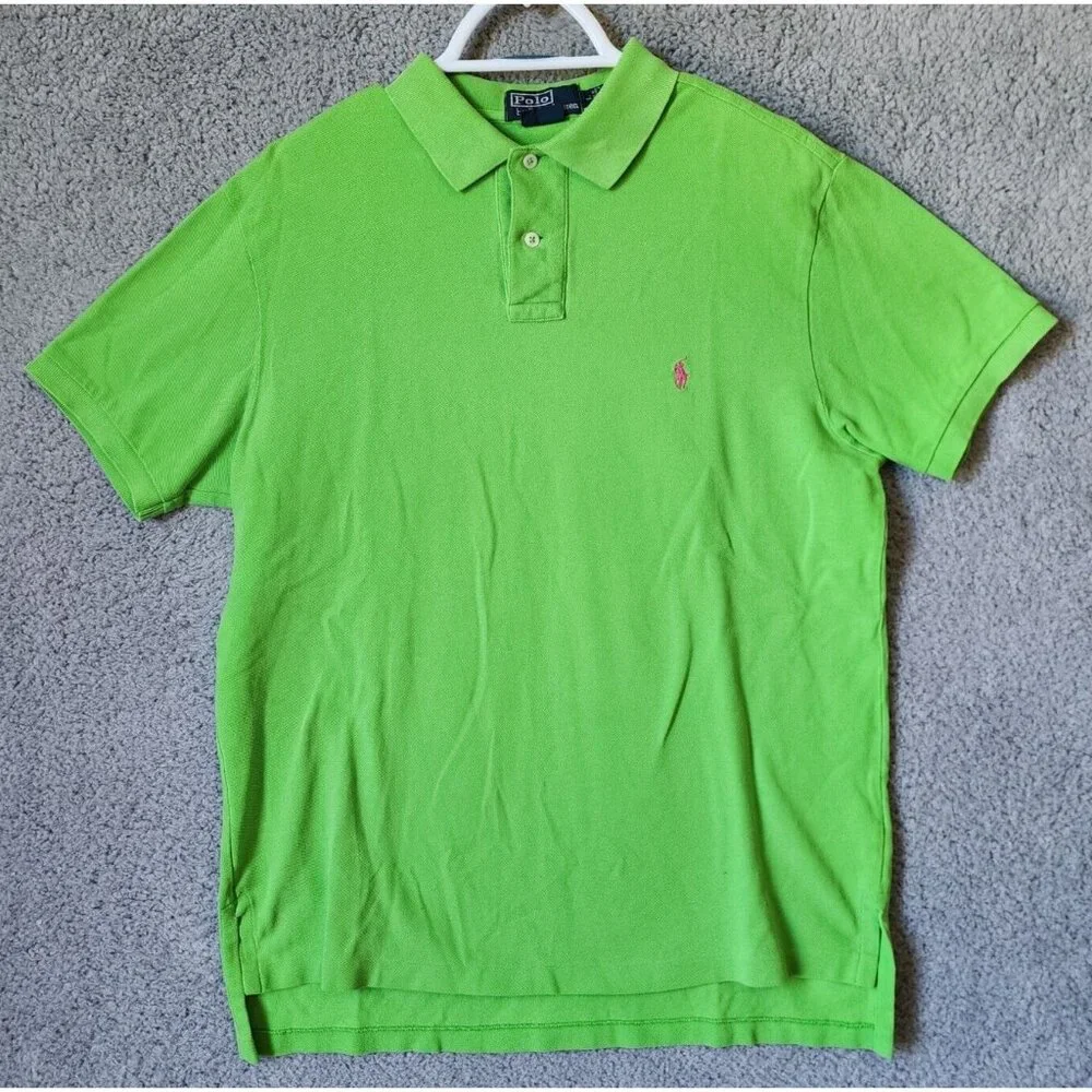 POLO by Ralph Lauren Custom Fit Green Polo Shirt Men’s Size‎ Large 100% Cotton